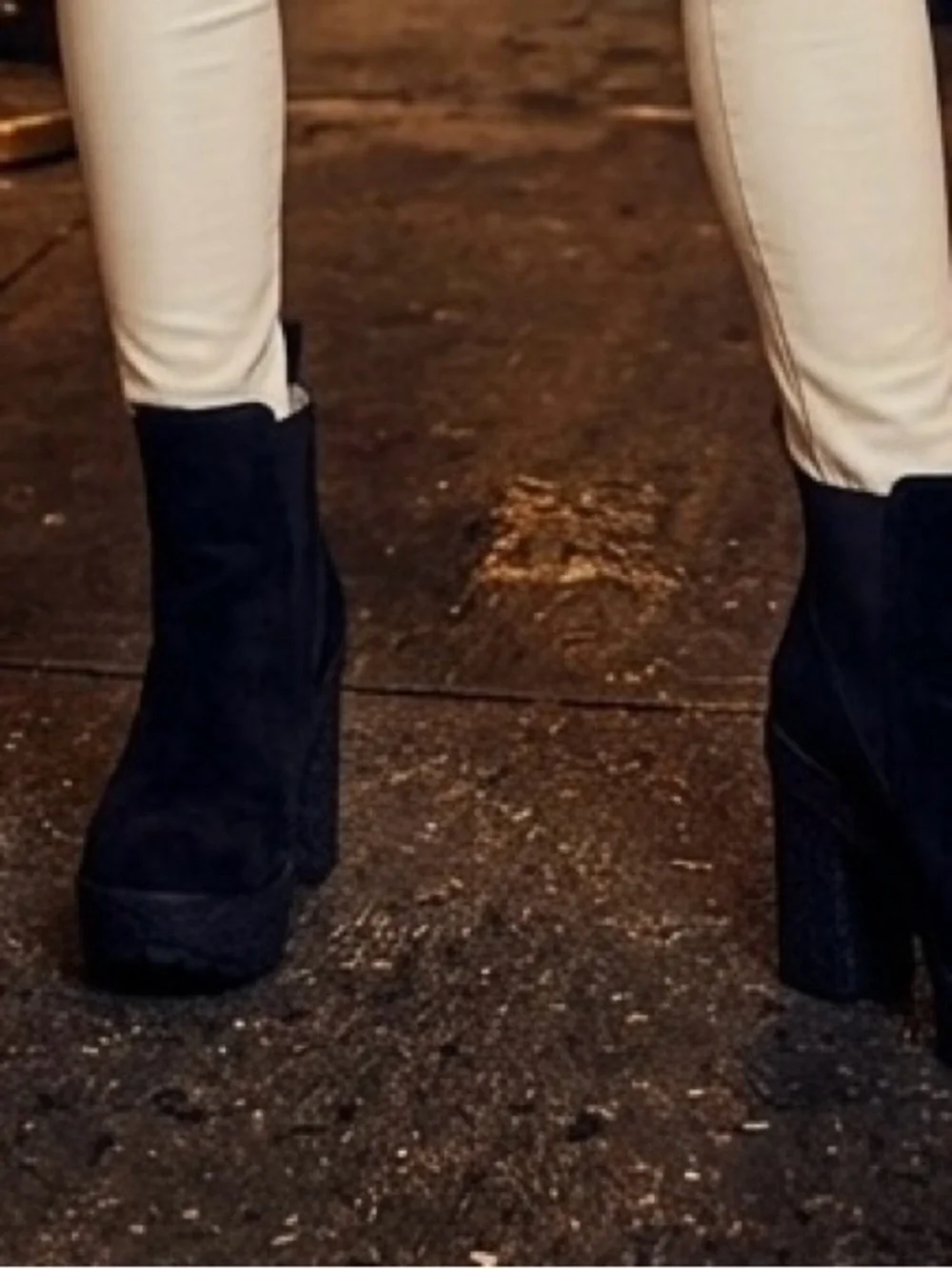 Diane Von Furstenberg Black Suede Platform Chelsea Booties